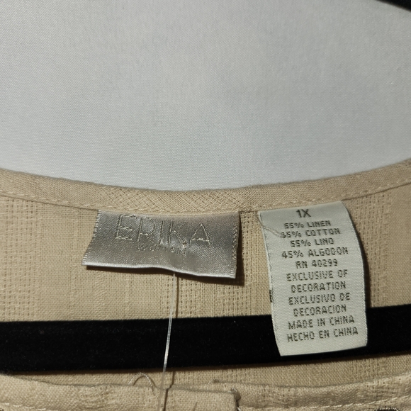 ⭐️NWT Erika Embellished Linen-Blend Shirt – ¾ Sleeve | Size XL - Picture 4 of 12